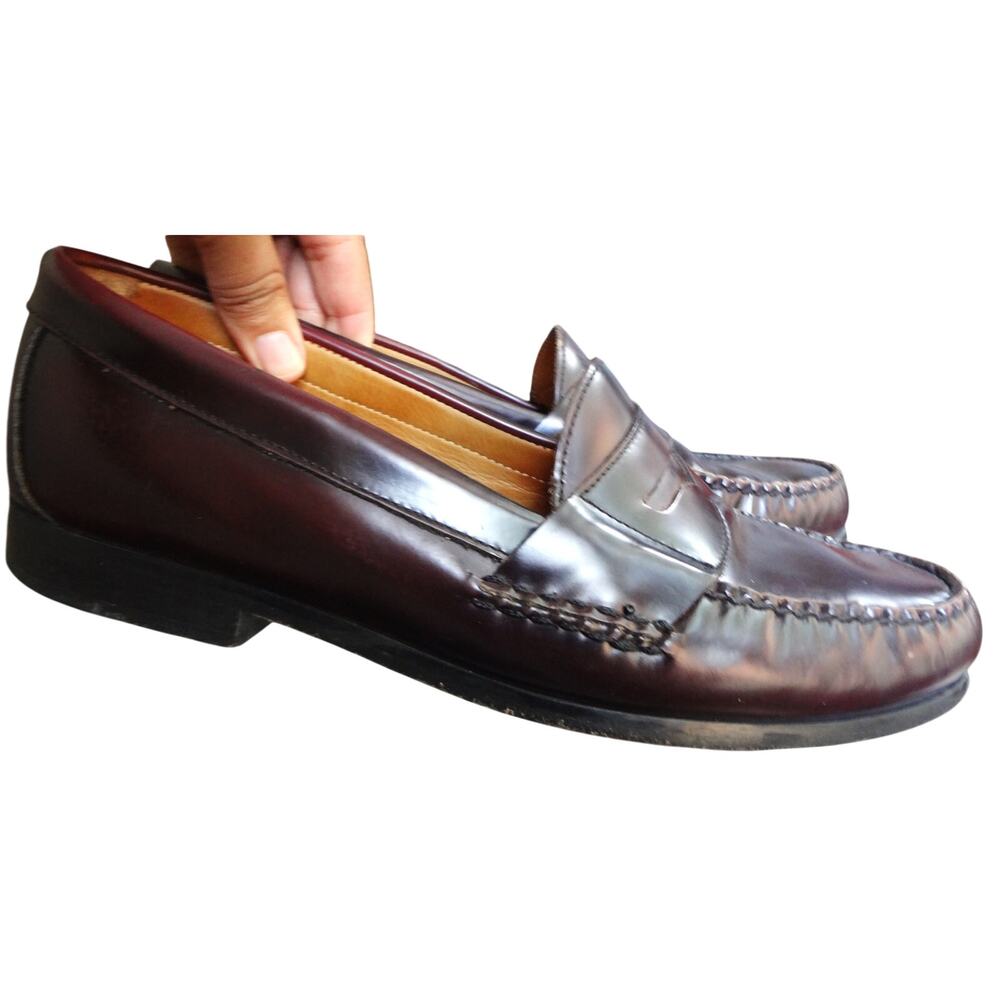 Vintage Johnston Murphy Hayes Burgundy Maroon Oxblood Leather Penny Loafer 11.5 - Picture 10 of 10